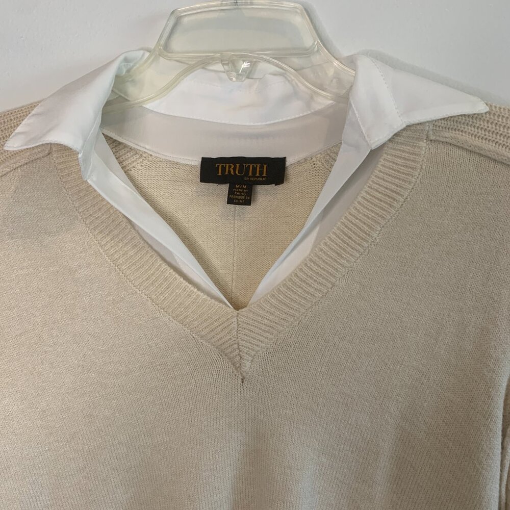 Truth by Republic sweater with combo Color Ivory Size M - Picture 11 of 12